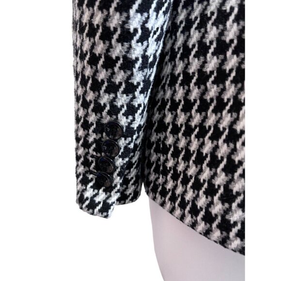 Express Houndstooth Wool Blend Blazer Jacket Black White Academia Womens 12 - Picture 5 of 14